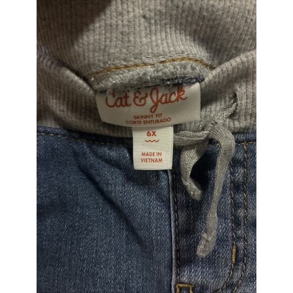 Cat & Jack Girls Pull-On Jeans, Dark Wash Denim Size 6X, Stretch Waistband - Picture 2 of 3